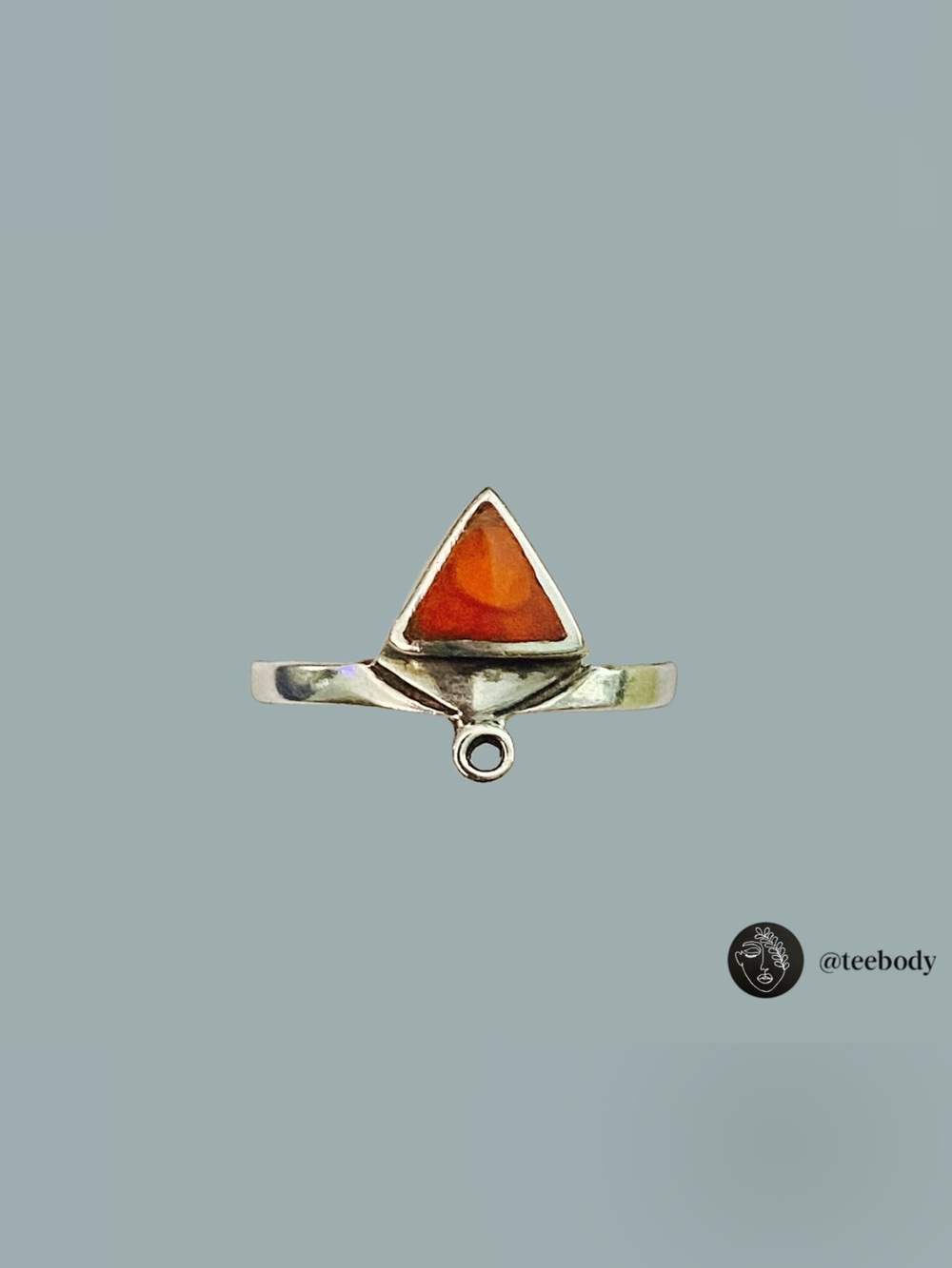 VTG Navajo Red Coral Triangle Slave Ring 925 Sterling Silver SZ 6.5 NWT